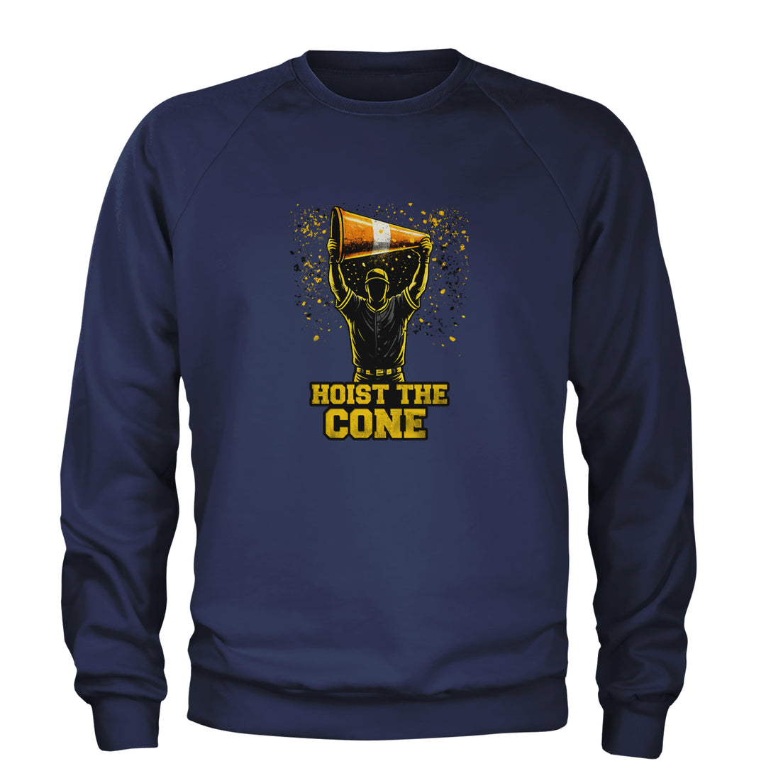 Hoist The Cone Pittsburgh Pride Adult Crewneck Sweatshirt Navy Blue