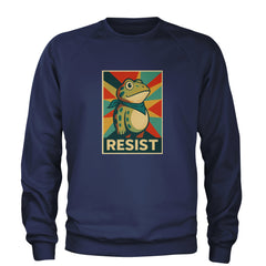 Resist Portland Protest Frog Adult Crewneck Sweatshirt Navy Blue