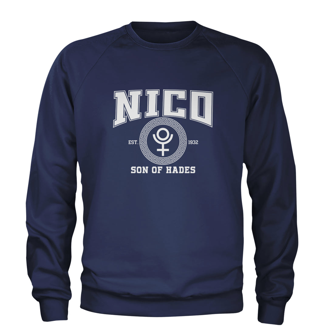 Nico Son of Hades Underworld Crest Adult Crewneck Sweatshirt Navy Blue
