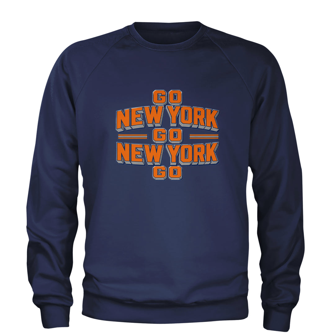 Go New York Go Basketball Adult Crewneck Sweatshirt Navy Blue