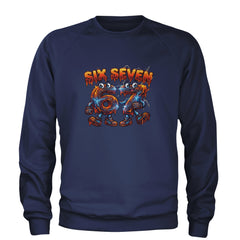 67 Lava Lightning Six Seven Meme Adult Crewneck Sweatshirt Navy Blue