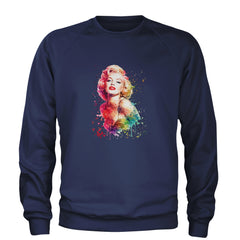 Mrs. Monroe Watercolors Bombshell Adult Crewneck Sweatshirt Navy Blue