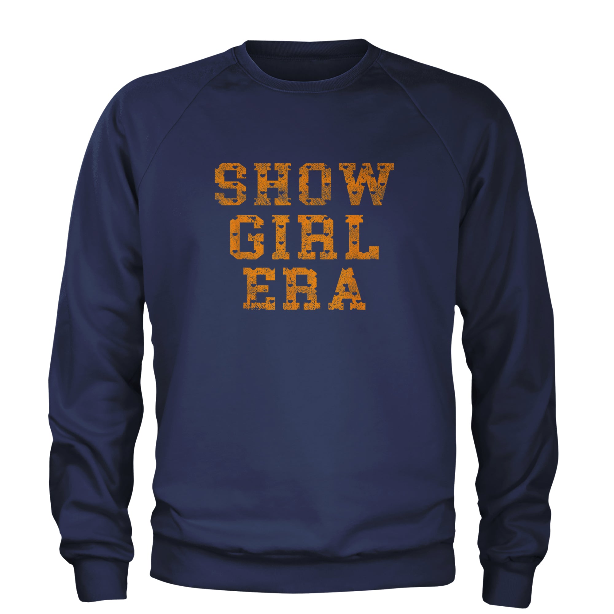 Vintage Showgirl Era Heart Adult Crewneck Sweatshirt Navy Blue