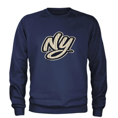 NYC New York City Grunge Street Adult Crewneck Sweatshirt Navy Blue