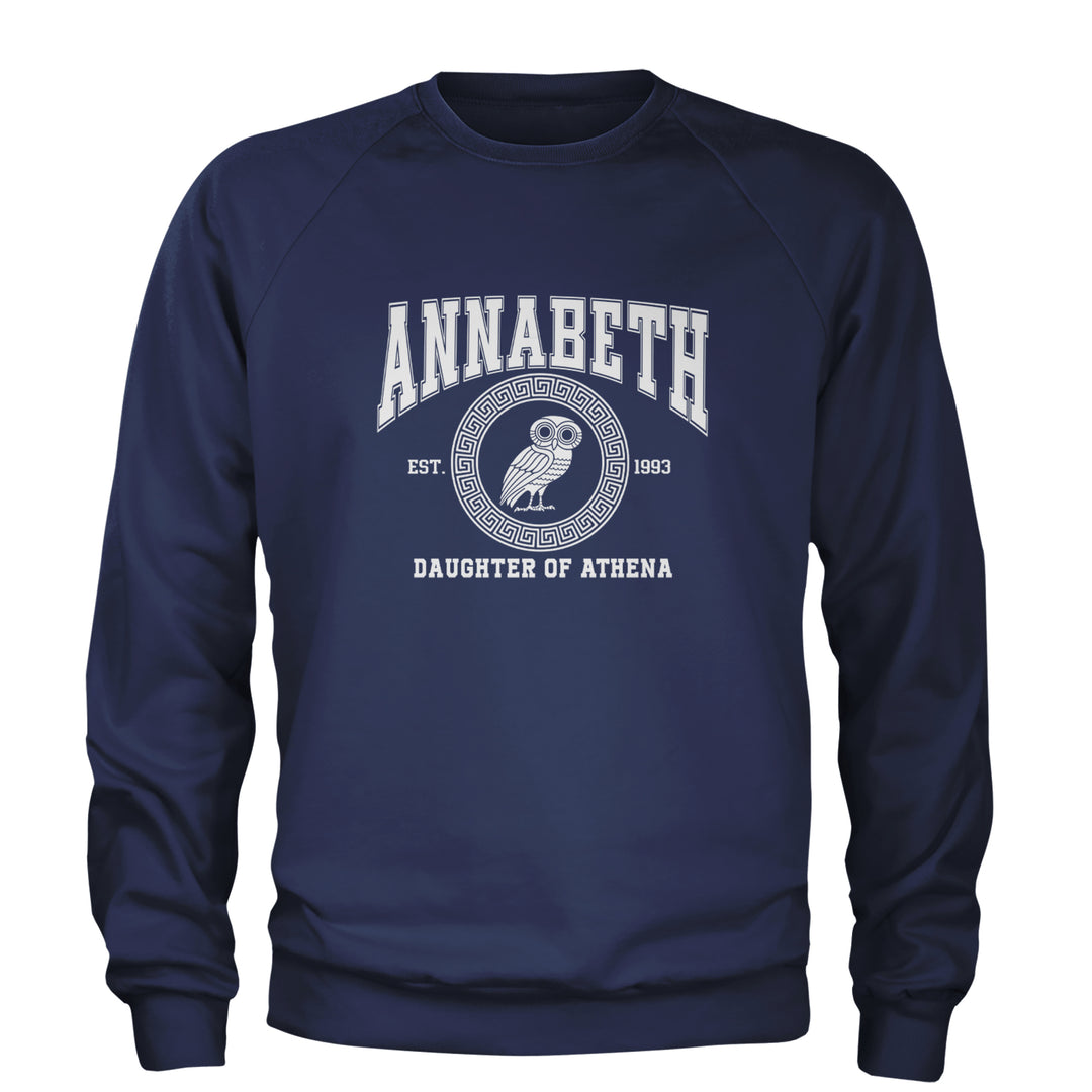 Annabeth Daughter of Athena Owl Wisdom Adult Crewneck Sweatshirt Navy Blue