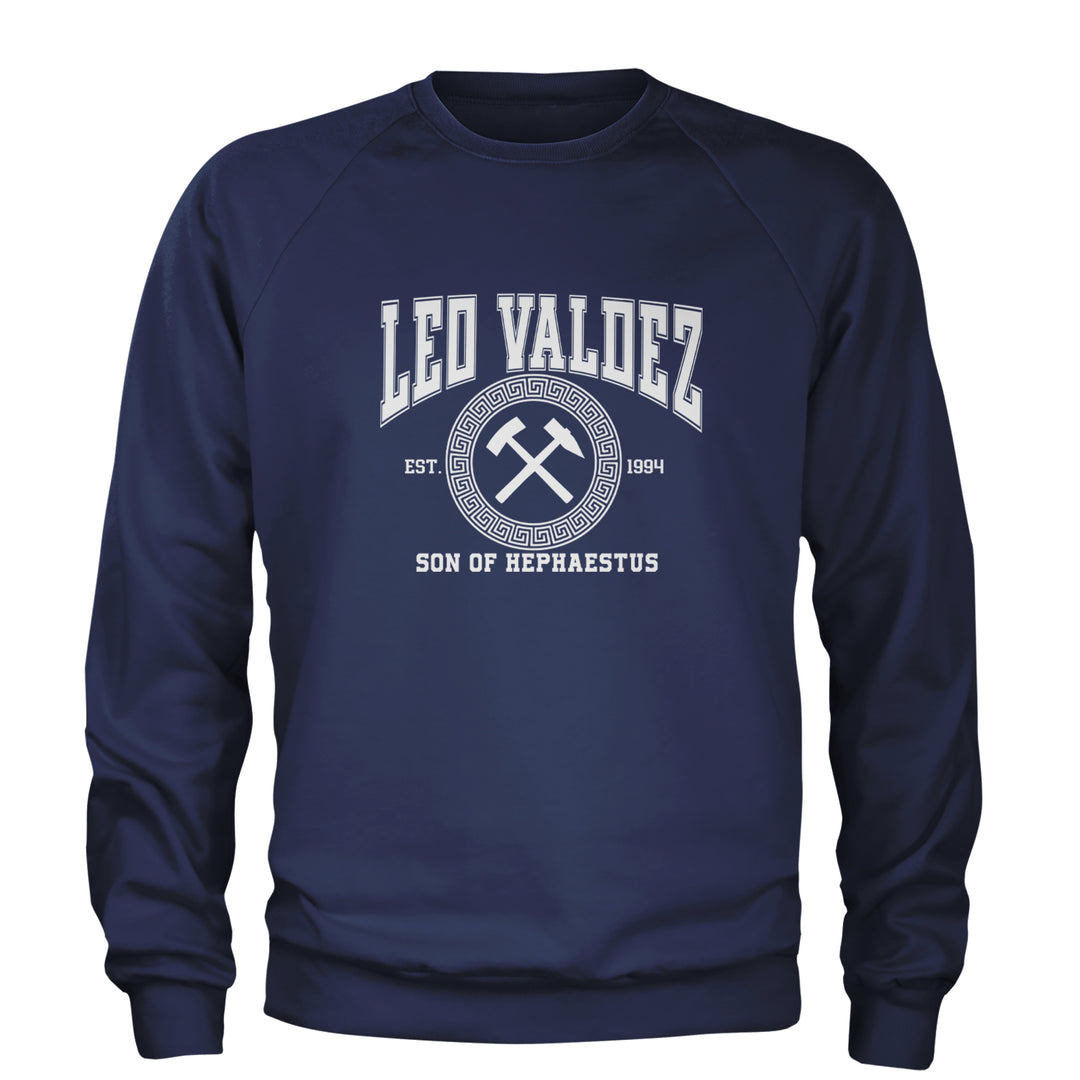 Leo Valdez Son of Hephaestus Forge Master Adult Crewneck Sweatshirt Navy Blue