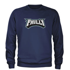 Philly Bold Block Throwback Adult Crewneck Sweatshirt Navy Blue