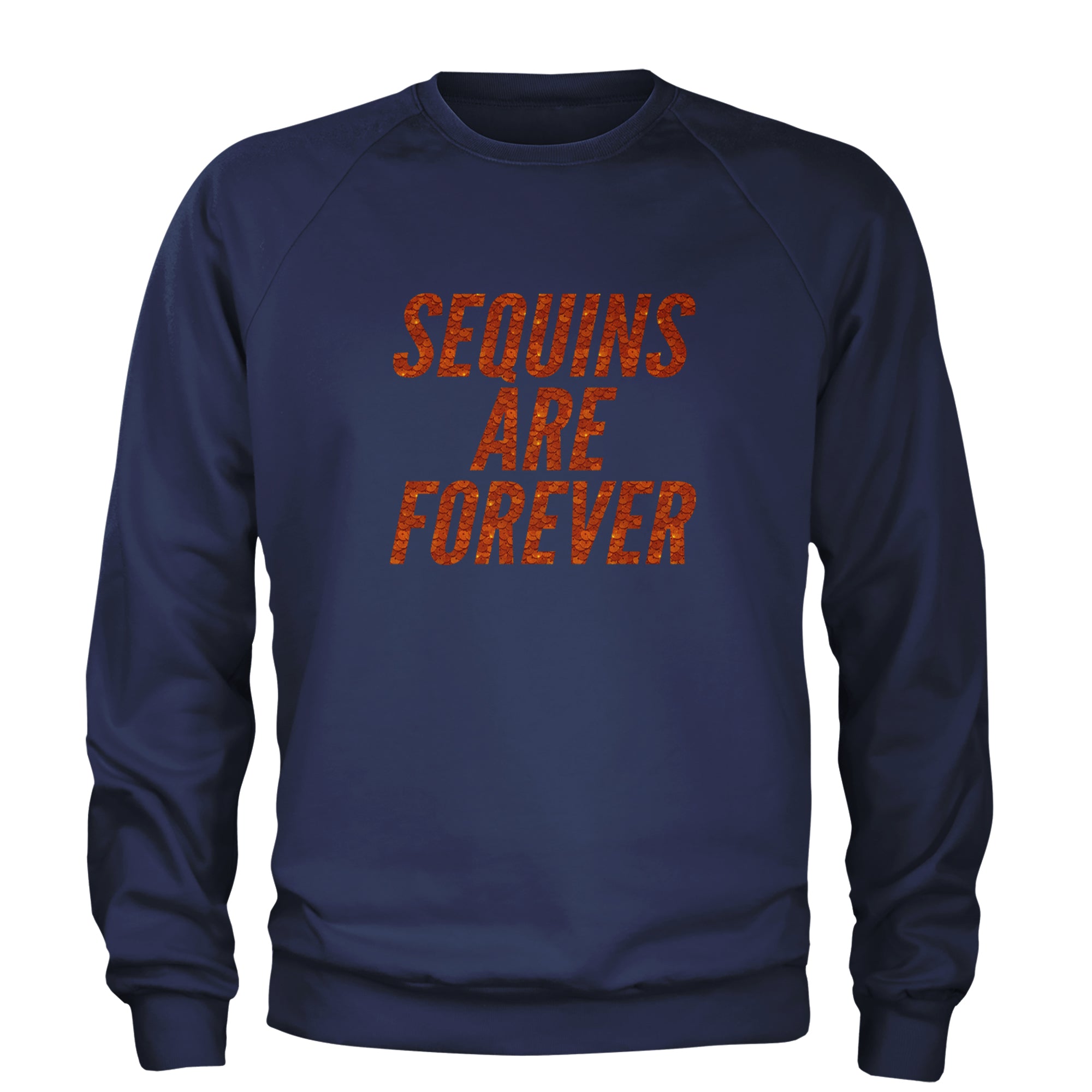 Sequins Are Forever Retro Glam Adult Crewneck Sweatshirt Navy Blue