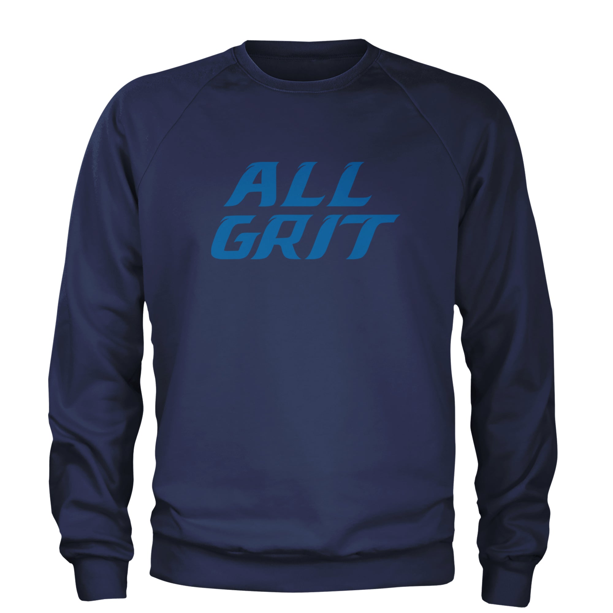 All Grit Detroit Football Adult Crewneck Sweatshirt Navy Blue