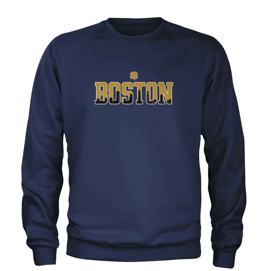 Boston City Pride Irish Adult Crewneck Sweatshirt Navy Blue