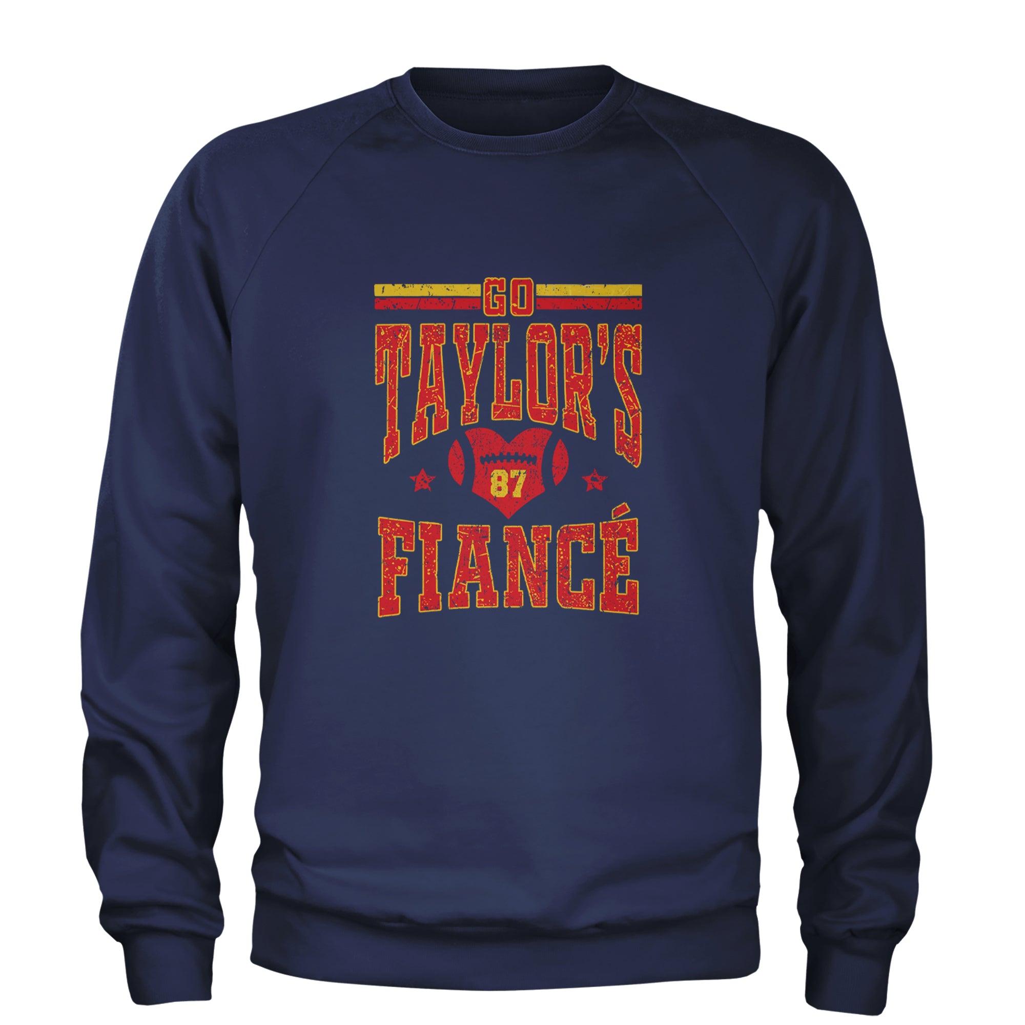Go Taylor's Fiancé Engagement Game Day Adult Crewneck Sweatshirt Navy Blue