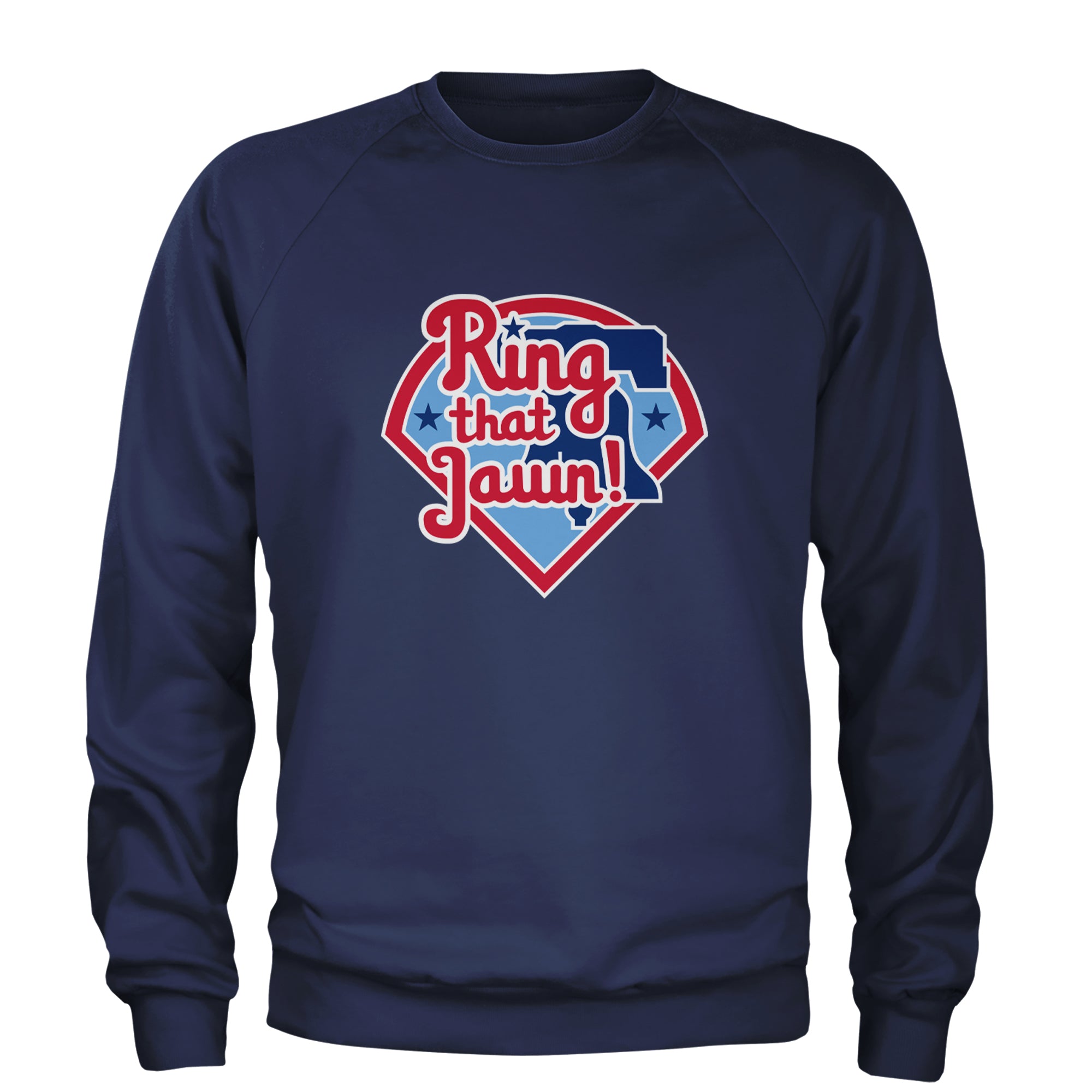Ring That Jawn Philly Baseball Adult Crewneck Sweatshirt Navy Blue