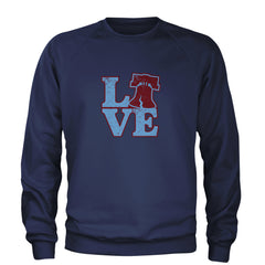 Love Philly Liberty Bell Adult Crewneck Sweatshirt Navy Blue