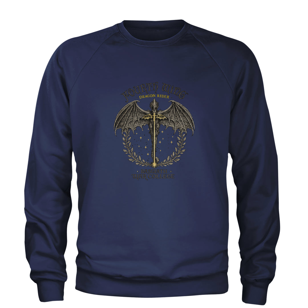 Fourth Wing Dragon Rider Vintage Basgiath War College Adult Crewneck Sweatshirt Navy Blue
