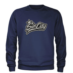 Sin City Vegas Retro Vintage Adult Crewneck Sweatshirt Navy Blue