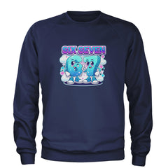 67 Six Seven Meme Kawaii Cloud Adult Crewneck Sweatshirt Navy Blue