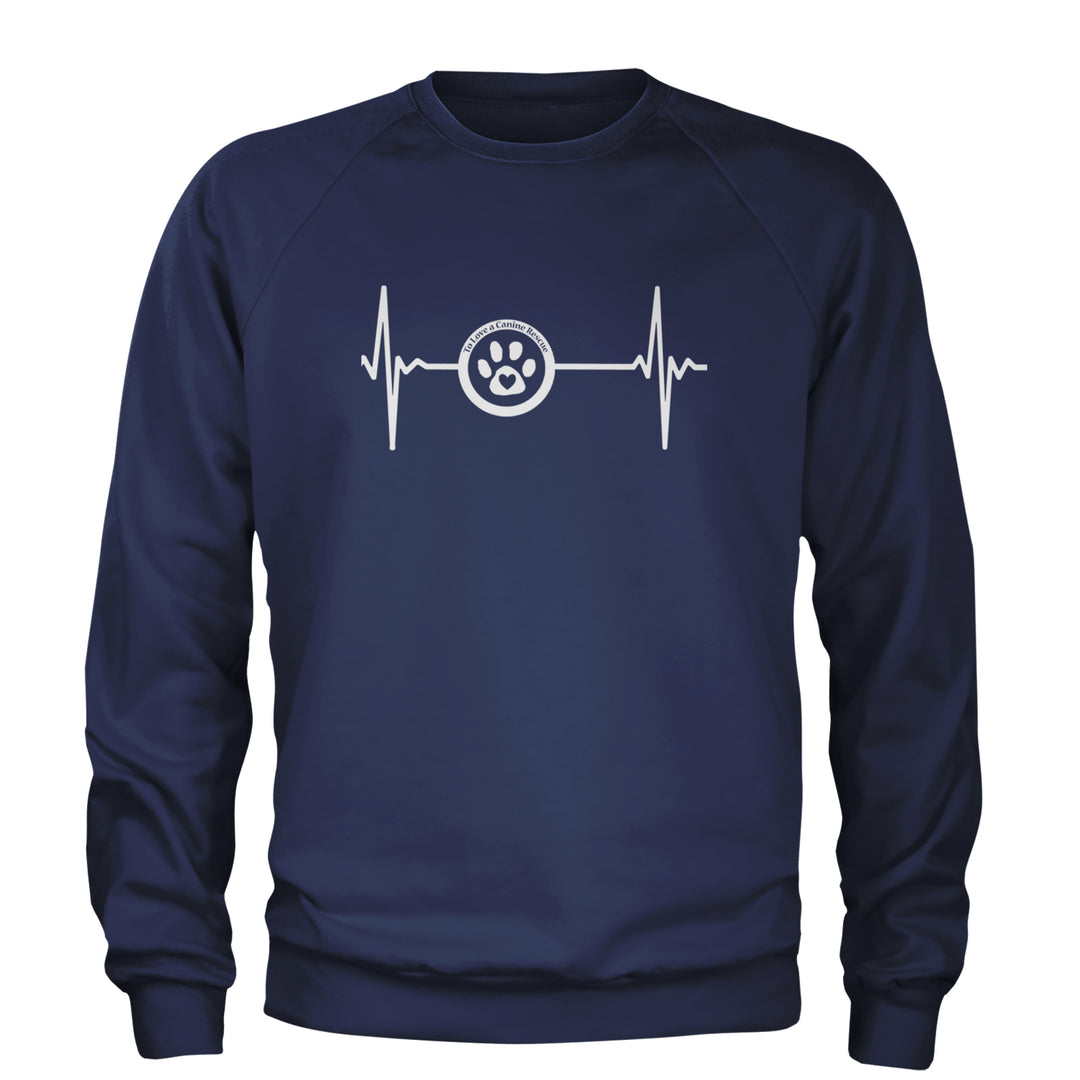 TLC Rescue Heartbeat Adult Crewneck Sweatshirt Navy Blue