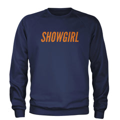 Showgirl Orange Glitter Adult Crewneck Sweatshirt Navy Blue