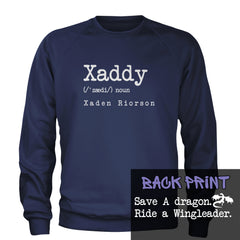 Xaddy Save A Dragon Ride A Wingleader Adult Crewneck Sweatshirt Navy Blue