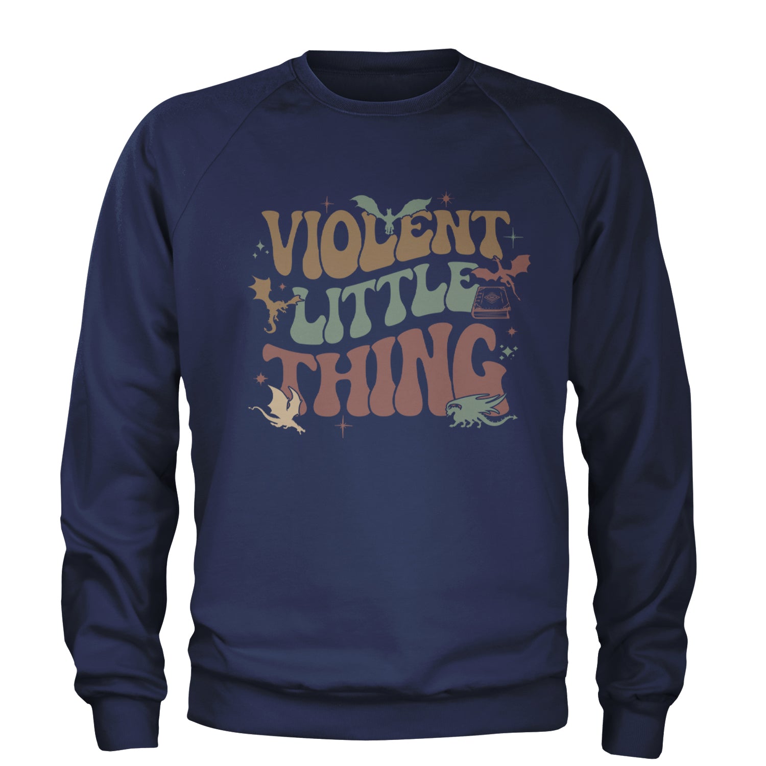 Violent Little Thing Dragon Adult Crewneck Sweatshirt Navy Blue