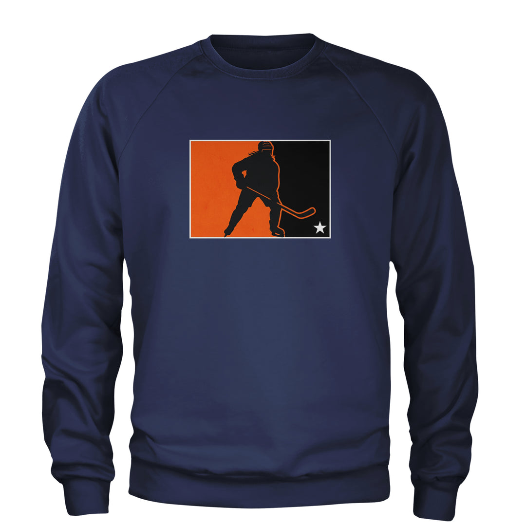 Hockey Enforcer Retro Vintage Adult Crewneck Sweatshirt Navy Blue