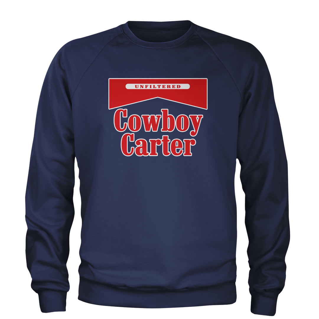 Cowboy Karter Country Act Two Adult Crewneck Sweatshirt Navy Blue