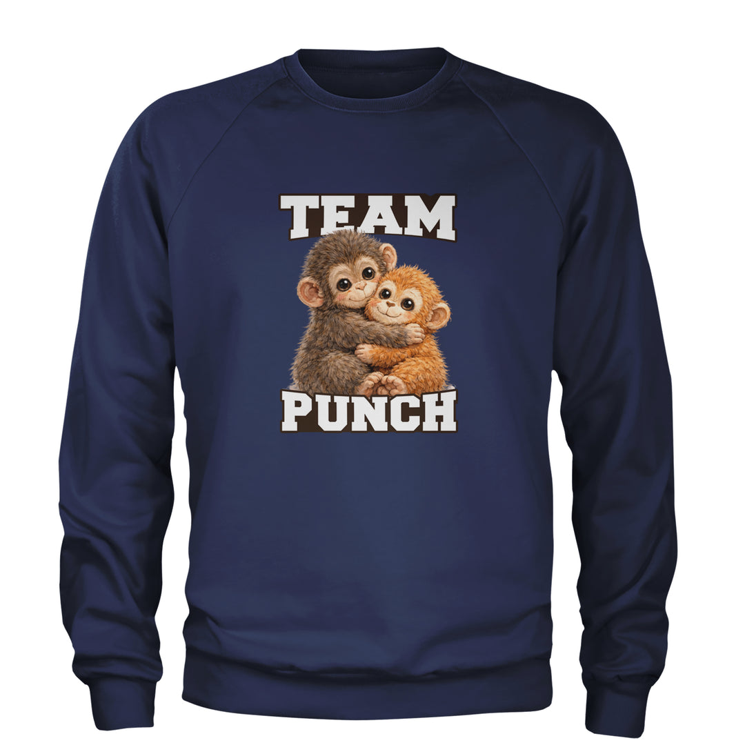 Team Punch Panchi-kun Monkey Adult Crewneck Sweatshirt Navy Blue