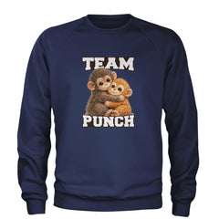 Team Punch Panchi-kun Monkey Adult Crewneck Sweatshirt Navy Blue