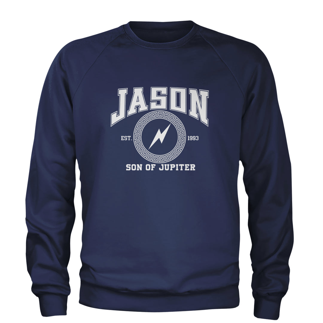 Jason Son of Jupiter Storm Bringer Adult Crewneck Sweatshirt Navy Blue