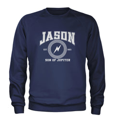 Jason Son of Jupiter Storm Bringer Adult Crewneck Sweatshirt Navy Blue