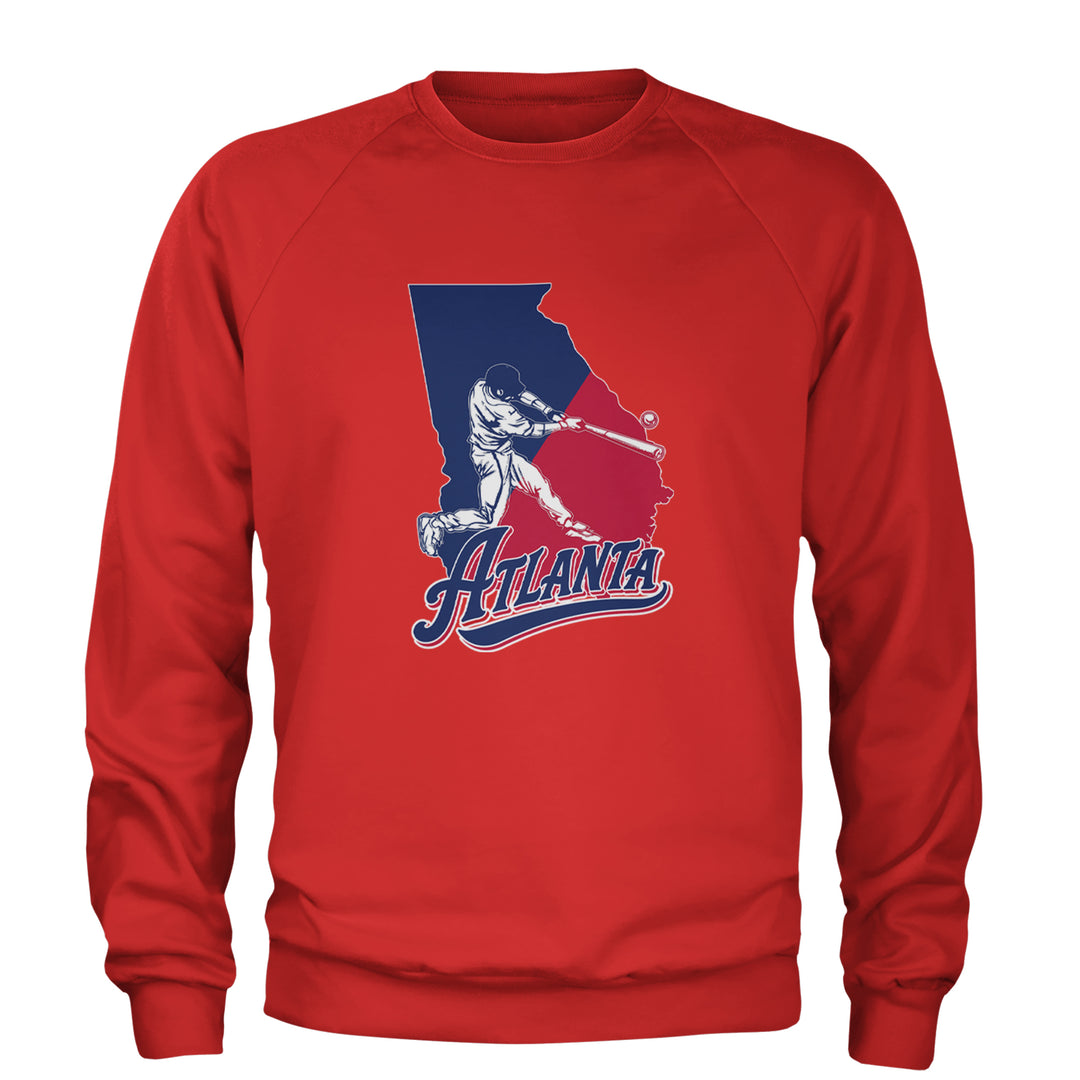 Atlanta Georgia Batter Up Adult Crewneck Sweatshirt Red