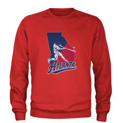 Atlanta Georgia Batter Up Adult Crewneck Sweatshirt Red
