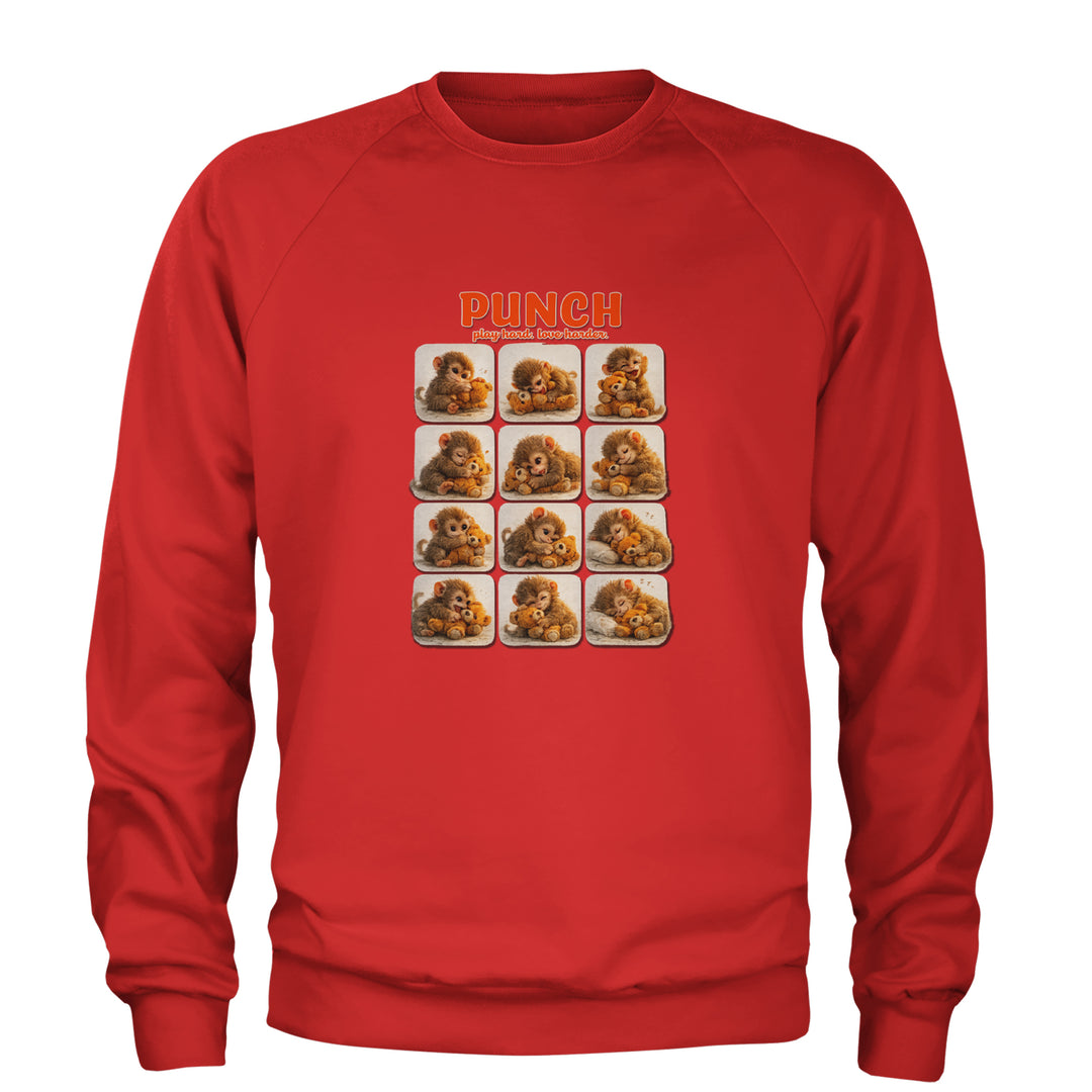 Punch Play Hard Love Harder Adult Crewneck Sweatshirt Red