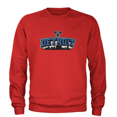 Detroit Motor City Retro Piston Adult Crewneck Sweatshirt Red