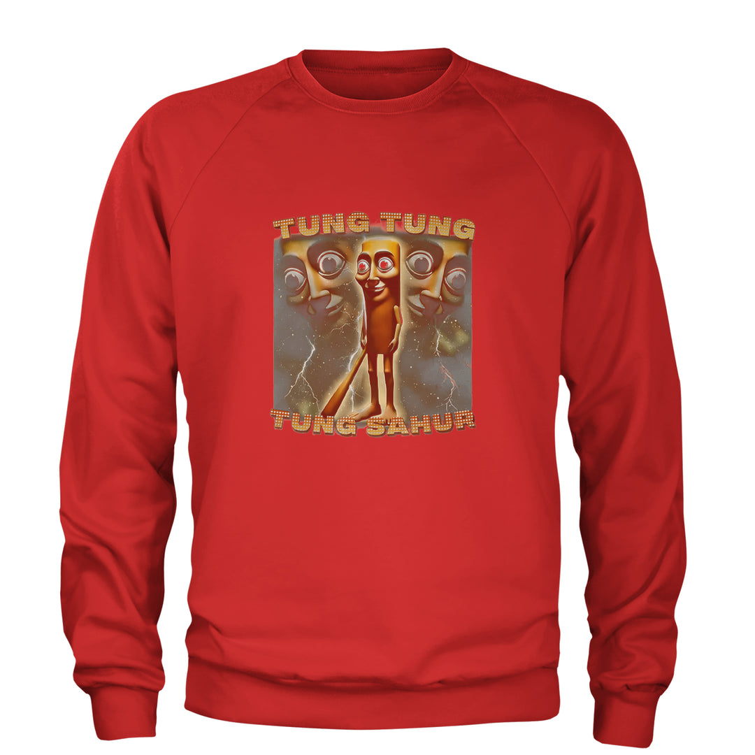 Tung Tung Tung Sahur Enforcer Adult Crewneck Sweatshirt Red