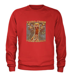 Tung Tung Tung Sahur Enforcer Adult Crewneck Sweatshirt Red