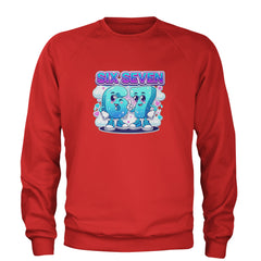 67 Six Seven Meme Kawaii Cloud Adult Crewneck Sweatshirt Red