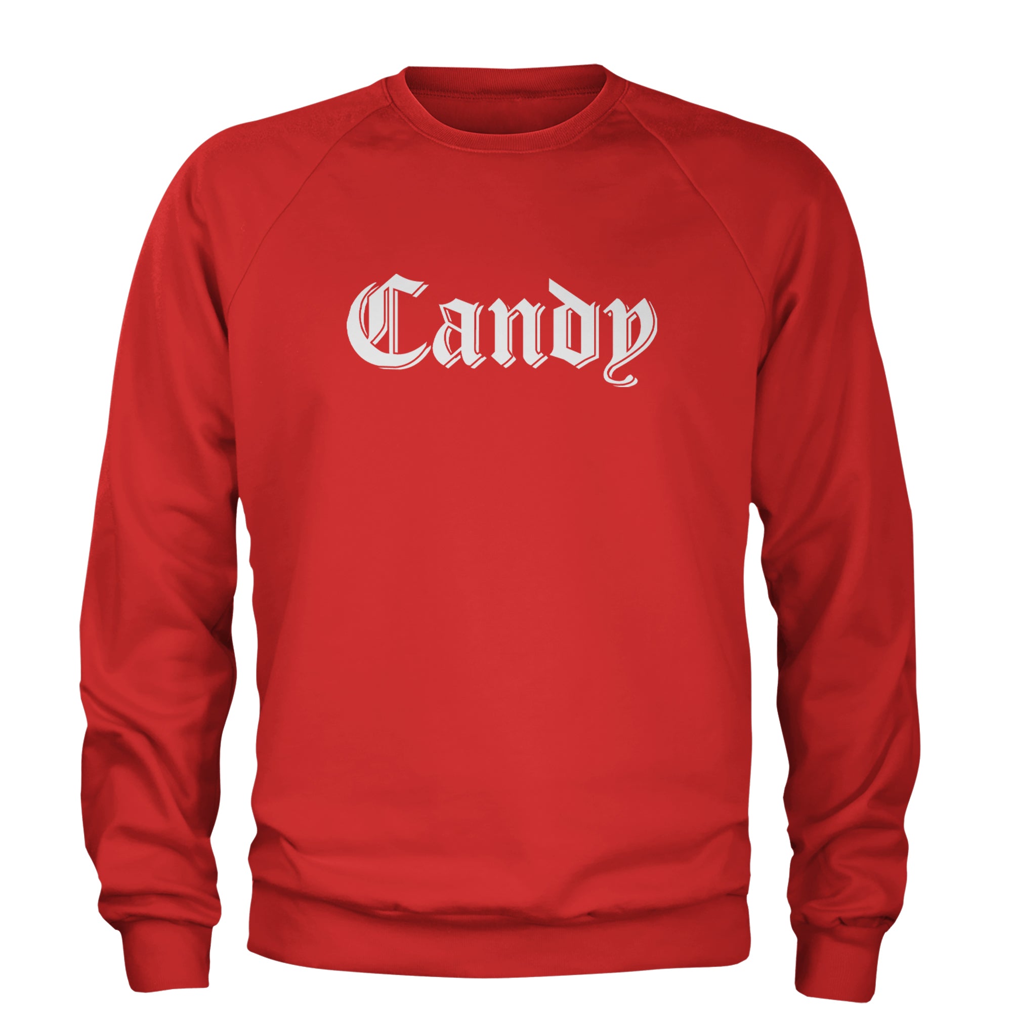 Candy Gothic Lettering Adult Crewneck Sweatshirt Red