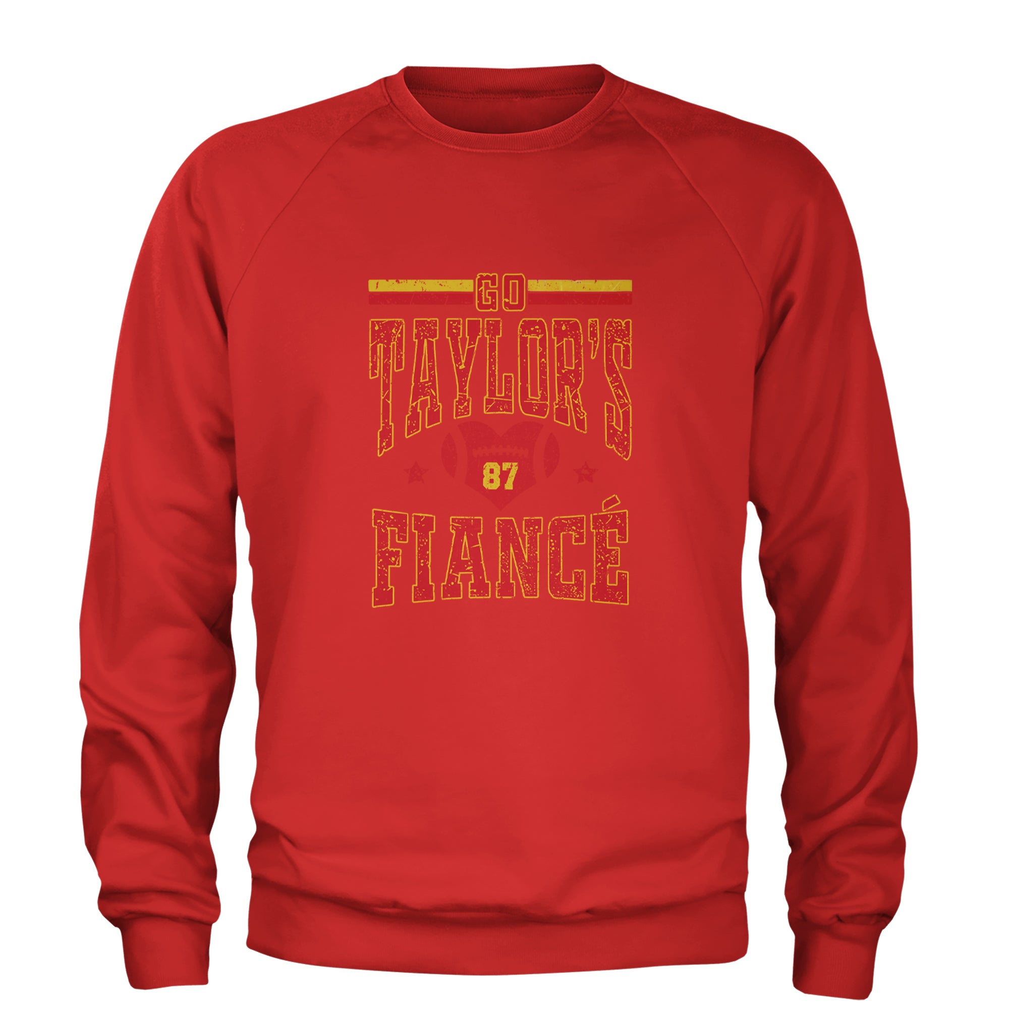 Go Taylor's Fiancé Engagement Game Day Adult Crewneck Sweatshirt Red