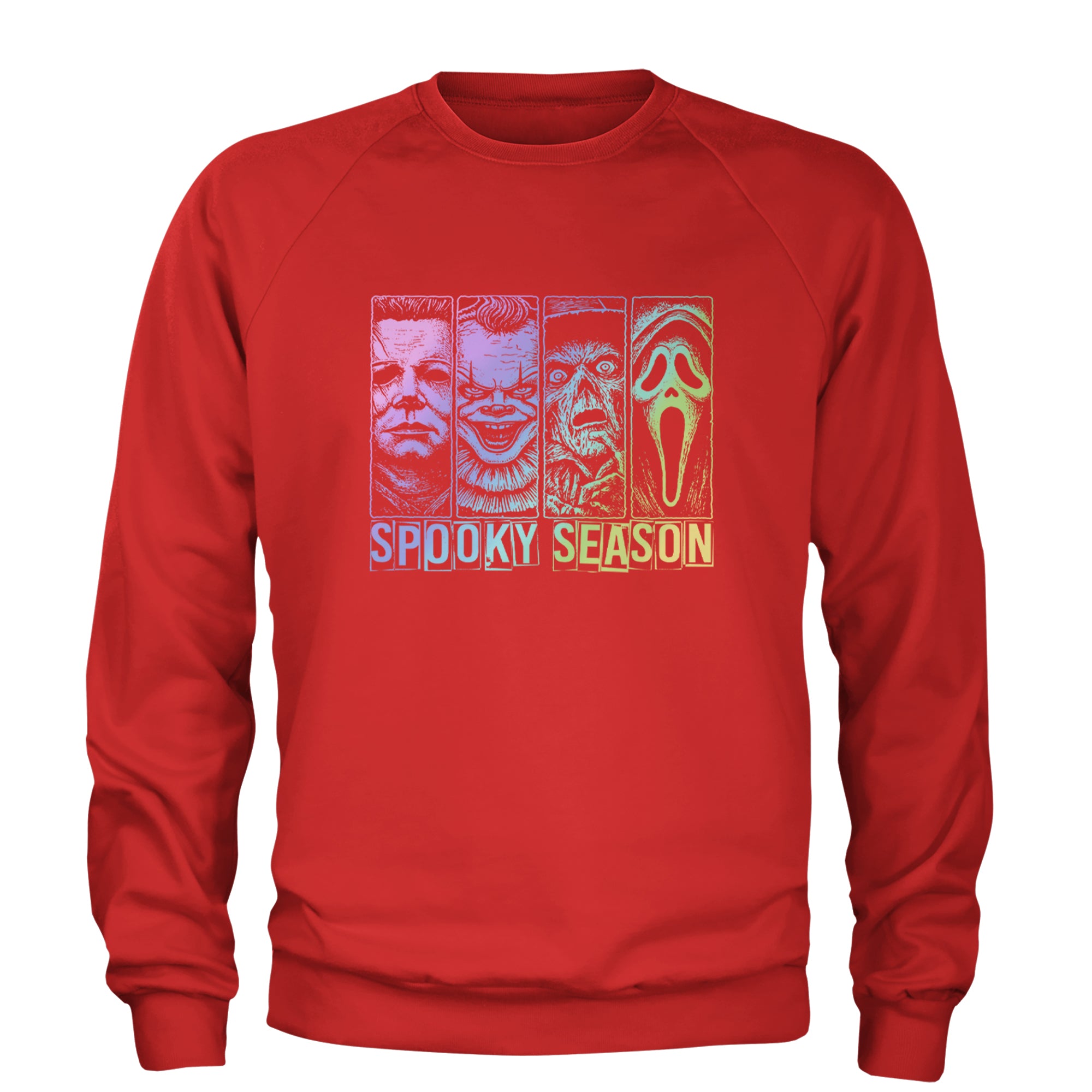 Spooky Season Horror Icons Halloween Adult Crewneck Sweatshirt Red