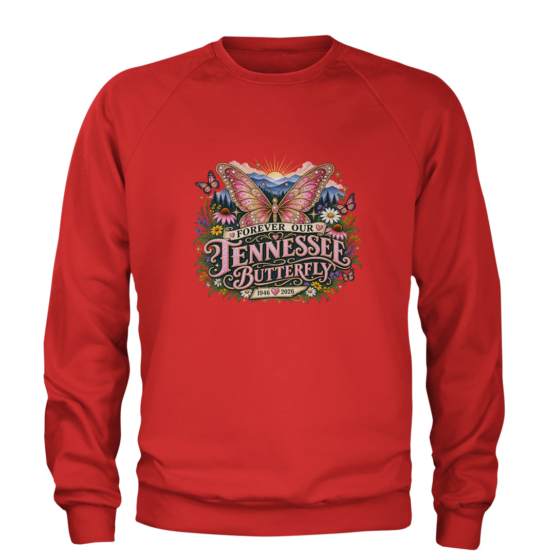 Forever Our Tennessee Butterfly Dolly Adult Crewneck Sweatshirt Red