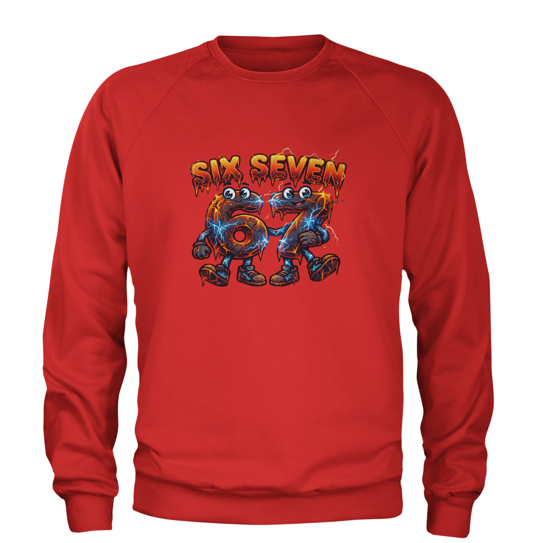 67 Lava Lightning Six Seven Meme Adult Crewneck Sweatshirt Red