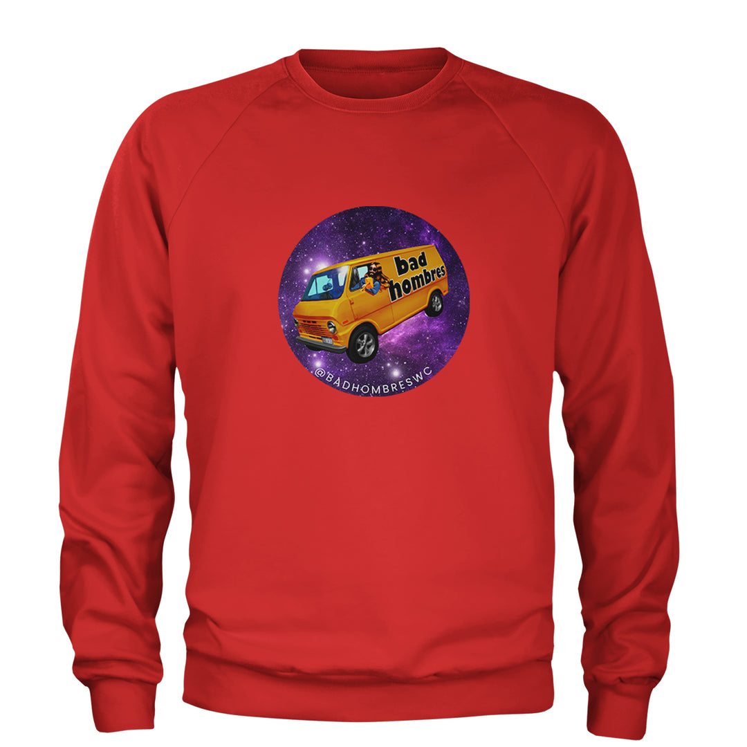 Bad Hombres Space West Chester Band Adult Crewneck Sweatshirt Red