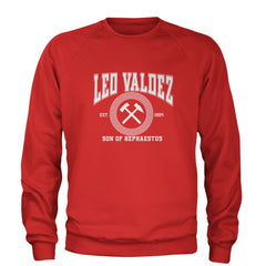 Leo Valdez Son of Hephaestus Forge Master Adult Crewneck Sweatshirt Red