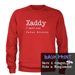 Xaddy Save A Dragon Ride A Wingleader Adult Crewneck Sweatshirt Red