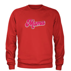 Mama Hot Pink Glitter Chenille Patch Adult Crewneck Sweatshirt Red