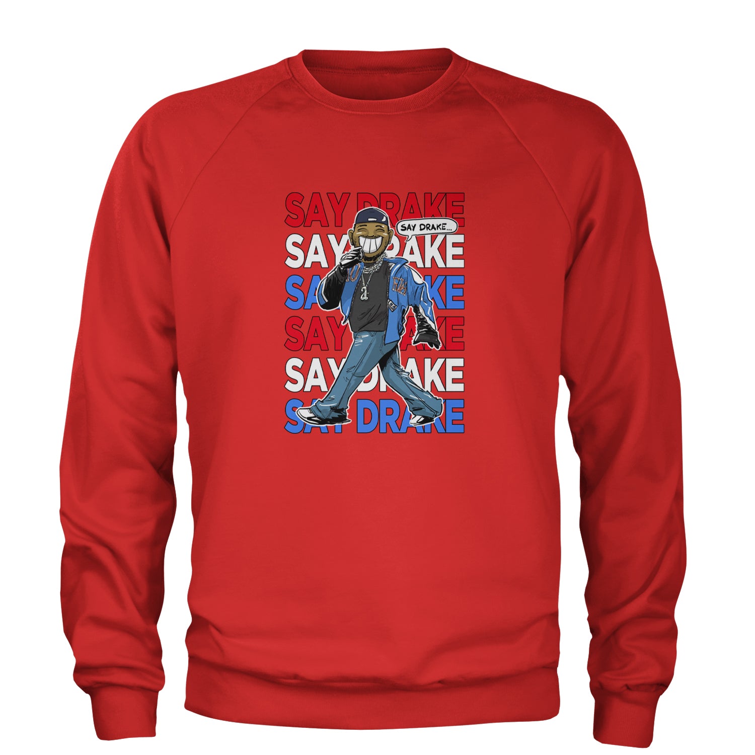 Say Drake Smiling Meme Mustard Adult Crewneck Sweatshirt Red