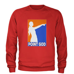 Point God Cunningham Basketball Pointing Meme  Adult Crewneck Sweatshirt Red