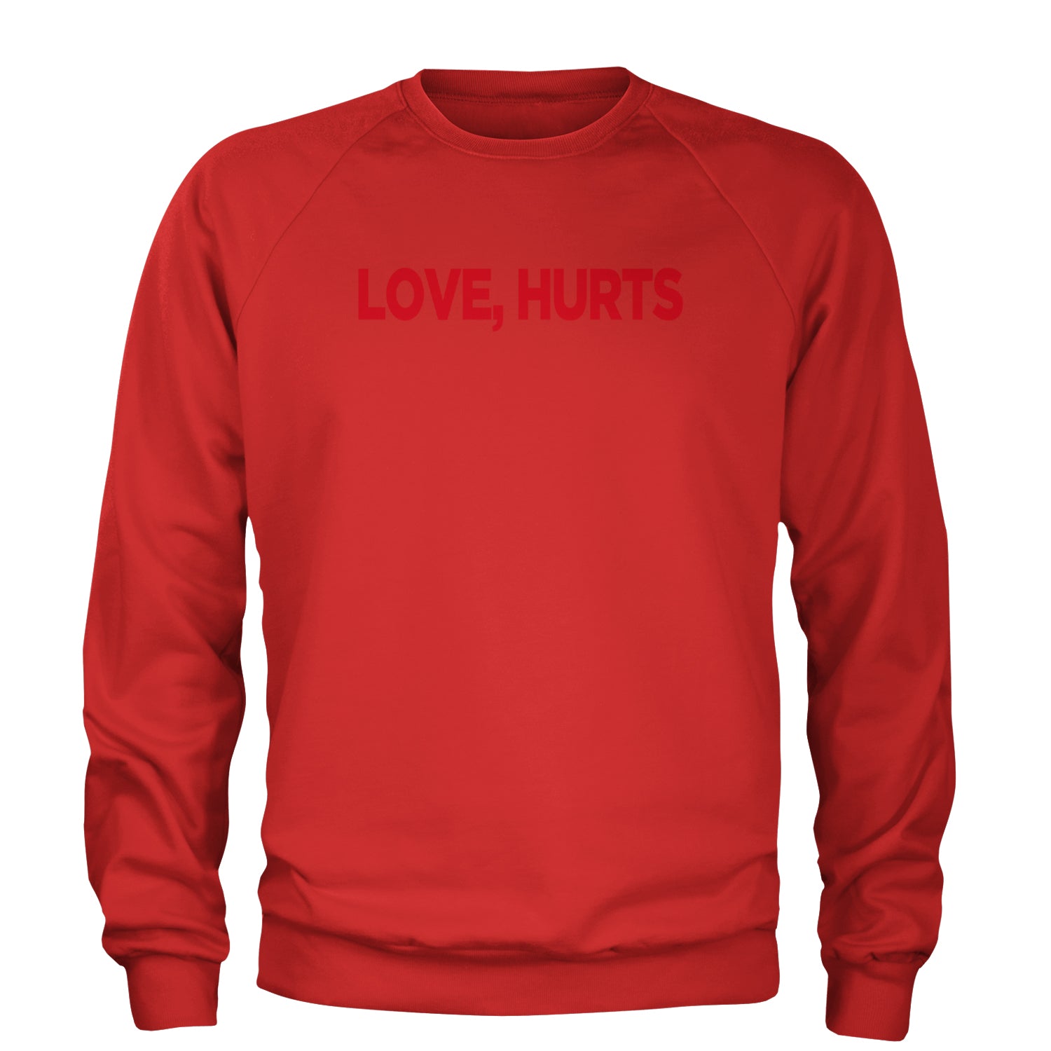 Love Hurts Adult Crewneck Sweatshirt Red