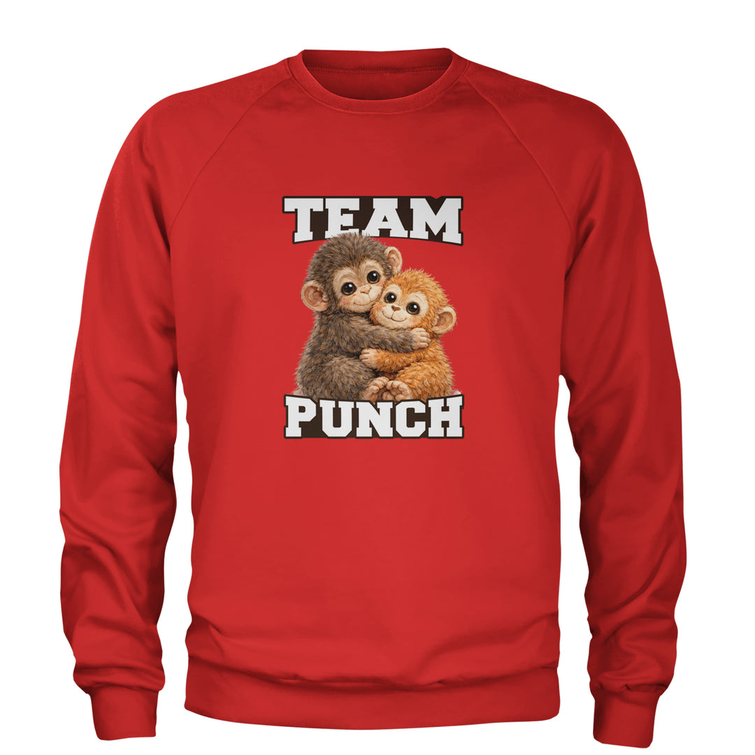 Team Punch Panchi-kun Monkey Adult Crewneck Sweatshirt Red